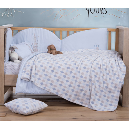 Βρεφική Κουβέρτα Fleece Κούνιας Nef-Nef Sweet Rhombus Blue 110x150