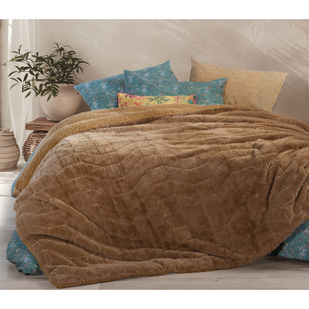 Κουβερτοπάπλωμα Μονό με Γούνα Sherpa Nef-Nef District Curry 160x220