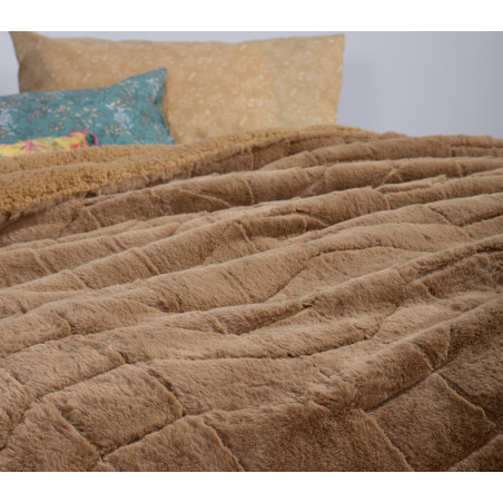 Κουβερτοπάπλωμα Μονό με Γούνα Sherpa Nef-Nef District Curry 160x220