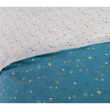 Σετ Παιδικά Σεντόνια Μονά 3 Τεμαχίων Nef-Nef Outer Space Petrol 170x260