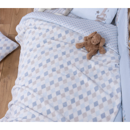 Βρεφική Κουβέρτα Fleece Αγκαλιάς Nef-Nef Sweet Rhombus Blue 75x110
