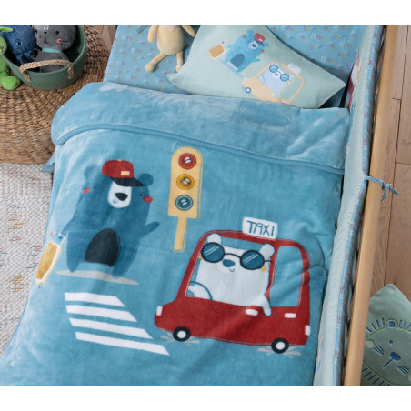 Βρεφική Κουβέρτα Αγκαλιάς Nef-Nef Traffic Aqua 75x100