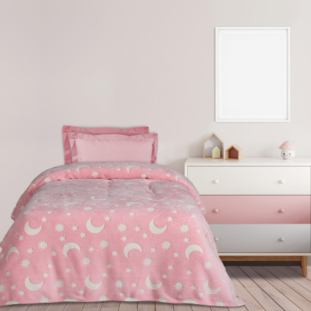 Παιδική Κουβέρτα Fleece Μονή Φωσφοριζέ Das Home 4897 Pink-White 160x220