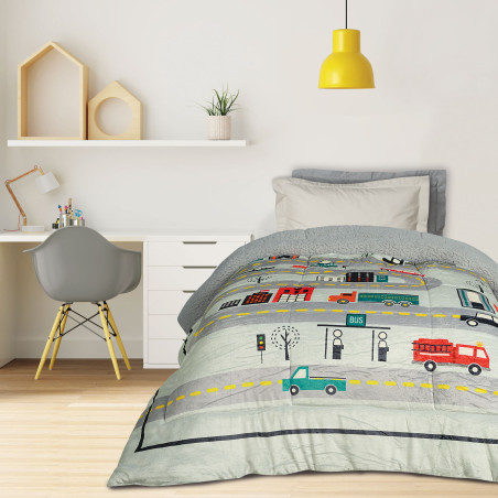 Παιδικό Κουβερτοπάπλωμα με Γούνα Sherpa Μονό Das Home 4924 Grey 160x220