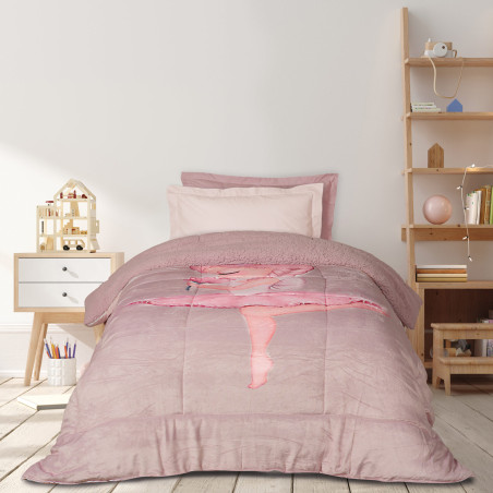 Παιδικό Κουβερτοπάπλωμα με Γούνα Sherpa Μονό Das Home 4920 Pink-Nude 160x220