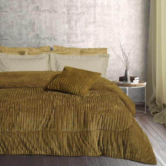 Κουβερτοπάπλωμα Μονό με Γούνα Sherpa Das Home 1180 Olive...