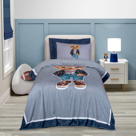 Παιδική Κουβέρτα Fleece Μονή Greenwich Polo Club 8838 Blue-White 160x220