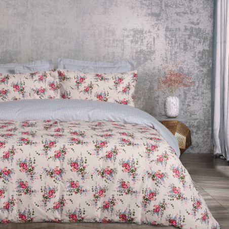 Σετ Σεντόνια King Size 4 Τεμαχίων Das Home 9647 Beige-Blue-Pink 260x280