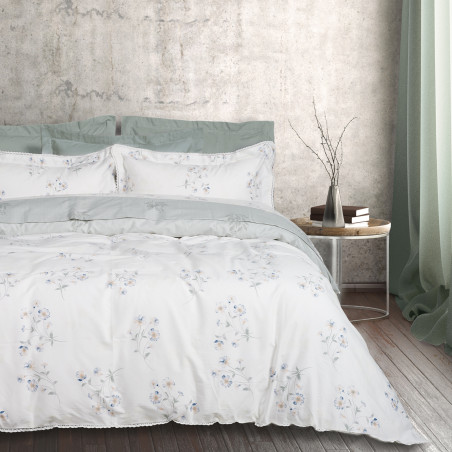 Σετ Παπλωματοθήκη Υπέρδιπλη 3 Τεμαχίων Das Home 1685 Ecru-Green 220x240