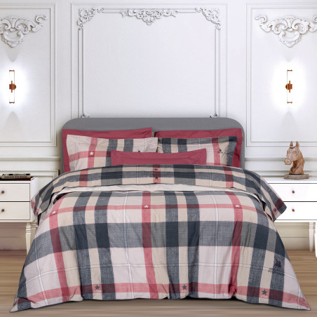 Σετ Σεντόνια Υπέρδιπλα 4 Τεμαχίων Greenwich Polo Club 2194 Γκρι-Μπεζ-Κοκκινο 240x260