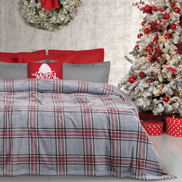 Κουβέρτα Fleece Μονή Das Home 1362 Grey-Red...