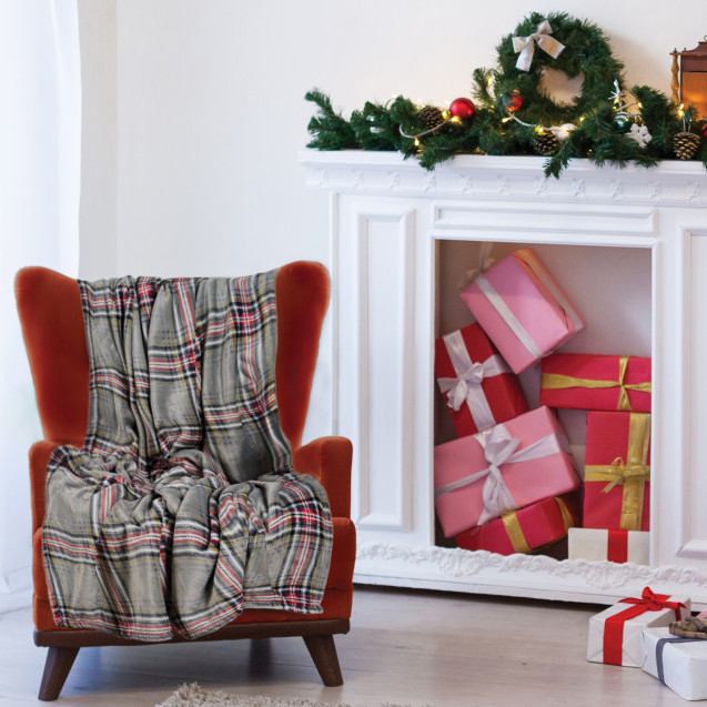 Κουβέρτα Fleece Καναπέ Das Home 1362 Grey-Red...