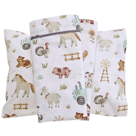 Σετ Σεντόνια Κούνιας 3 Τεμαχίων Das Home 4916 White-Coffee-Grey 130x170