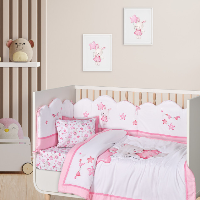 Πάπλωμα Κούνιας Das Baby 4917 White-Pink 110x150