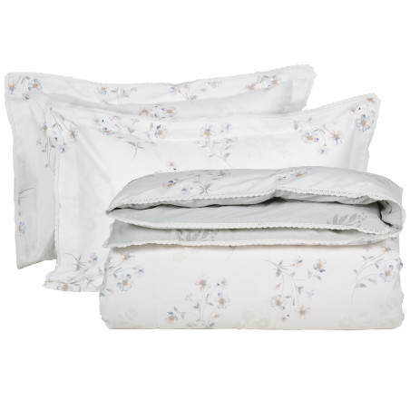 Σετ Παπλωματοθήκη Υπέρδιπλη 3 Τεμαχίων Das Home 1685 Ecru-Green 220x240