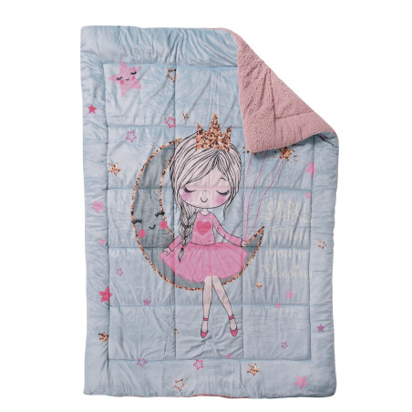 Παιδικό Κουβερτοπάπλωμα με Γούνα Sherpa Μονό Das Home 4922 Grey-Pink 160x220