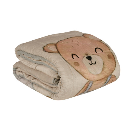 Παιδικό Κουβερτοπάπλωμα με Γούνα Sherpa Μονό Das Home 4925 Beige-Grey 160x220