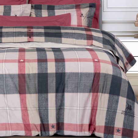 Σετ Παπλωματοθήκη Υπέρδιπλη 3 Τεμαχίων Greenwich Polo Club 2194 Γκρι-Μπεζ-Κοκκινο 220x240