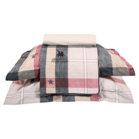 Σετ Παπλωματοθήκη Υπέρδιπλη 3 Τεμαχίων Greenwich Polo Club 2194 Γκρι-Μπεζ-Κοκκινο 220x240