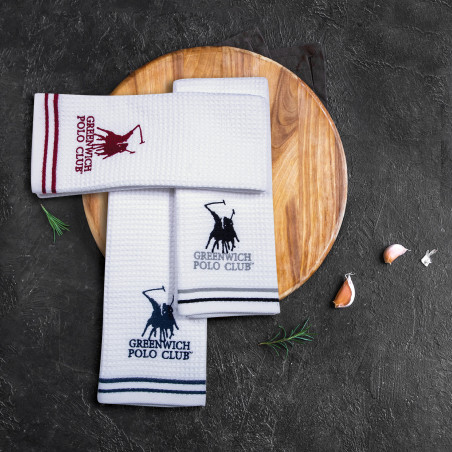 Σετ Ποτηρόπανα 2 Τεμαχίων Greenwich Polo Club 2804 Λευκο-Γκρι 40x60