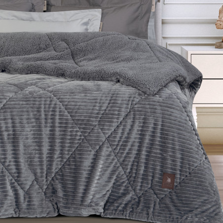 Κουβερτοπάπλωμα Υπέρδιπλο με Γούνα Sherpa Greenwich Polo Club 3484 Grey 220x240