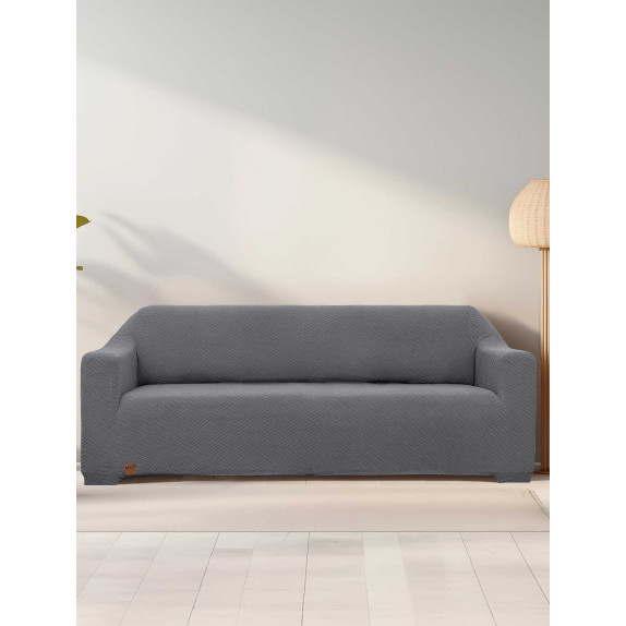 Ελαστικό κάλυμμα τριθέσιου καναπέ Madi Dynamic Dark Grey