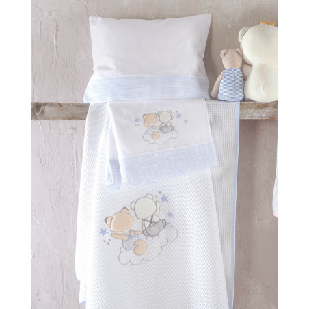 Κουβέρτα Πικέ Κούνιας Rythmos Bye Bye Σιελ 120x150