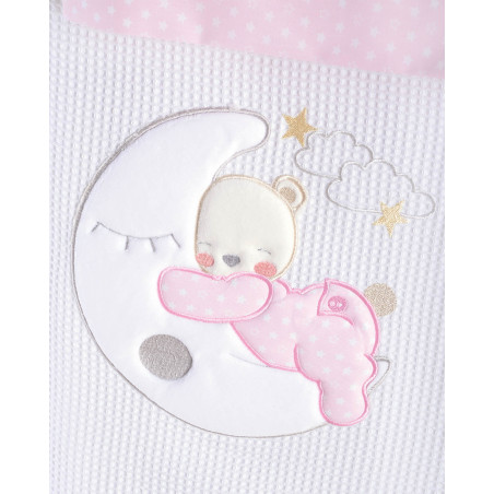 Σετ Σεντόνια Κούνιας 3 Τεμαχίων Rythmos Moon Swing Ροζ 100x160