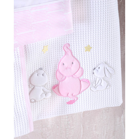 Σετ Σεντόνια Κούνιας 3 Τεμαχίων Rythmos Elephant Friends Ροζ 100x160