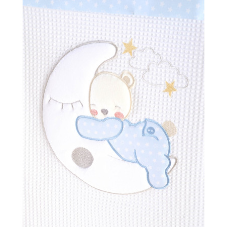 Κουβέρτα Πικέ Κούνιας Rythmos Moon Swing Σιελ 120x150