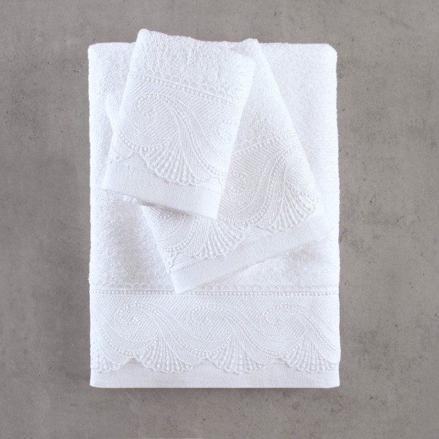 Σετ Πετσέτες 3 Τεμαχίων Rythmos Hypatia Λευκο...