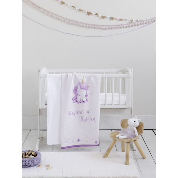 Σετ Σεντόνια Λίκνου 2 Τεμαχίων Nima Magical Unicorn 70x110