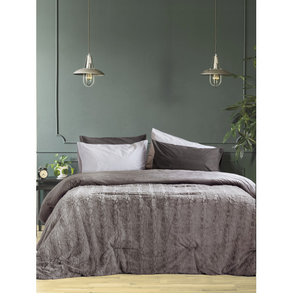 Κουβερτοπάπλωμα Μονό Nima Velure Cigar Beige 160x220