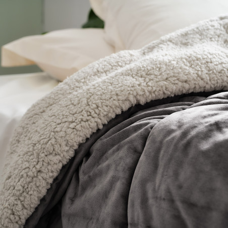 Κουβερτοπάπλωμα Υπέρδιπλο με Γούνα Gofis Home Teddy Mystic Grey 407/48 235x245