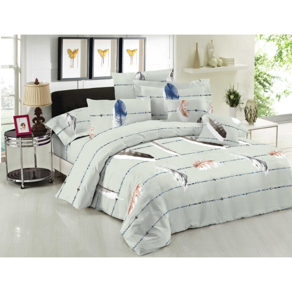 Ζεύγος μαξιλαροθήκες ΚΟΜΒΟΣ Cotton Line Printed FEATHERS...