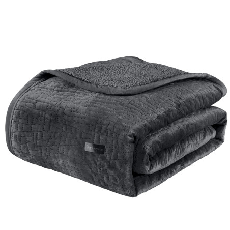 Σετ Κουβέρτα Βελουτέ Υπέρδιπλη και Μαξιλαροθήκη Διακόσμησης Guy Laroche Bolzano Anthracite 220x240