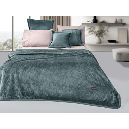 Σετ Κουβέρτα Βελουτέ Υπέρδιπλη και Μαξιλαροθήκη Διακόσμησης Guy Laroche Bolzano Emerald 220x240