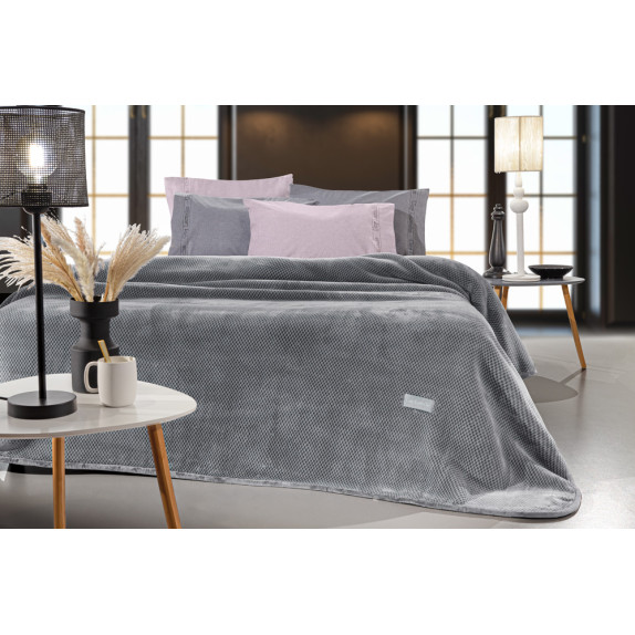 Κουβέρτα Βελουτέ Μονή Guy Laroche Cheval Silver 160x220