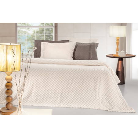 Σετ Κουβέρτα Fleece Υπέρδιπλη και Μαξιλαροθήκη Διακόσμησης Guy Laroche Smoothie Ivory 220x240