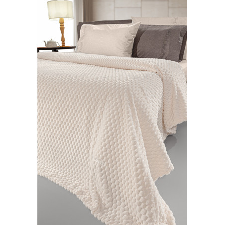 Σετ Κουβέρτα Fleece Υπέρδιπλη και Μαξιλαροθήκη Διακόσμησης Guy Laroche Smoothie Ivory 220x240