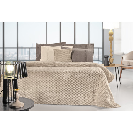 Σετ Κουβέρτα Fleece Υπέρδιπλη και Μαξιλαροθήκη Διακόσμησης Guy Laroche Smoothie Taupe 220x240