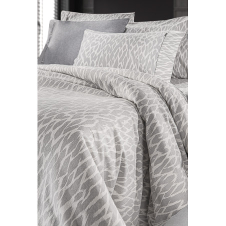 Σετ Παπλωματοθήκη Φανελένια Υπέρδιπλη 3 Τεμαχίων Guy Laroche Magma Silver Flannel 225x245