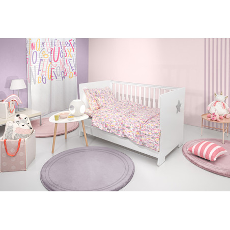 Σετ Σεντόνια Κούνιας 3 Τεμαχίων Guy Laroche Letters Pink 115x170