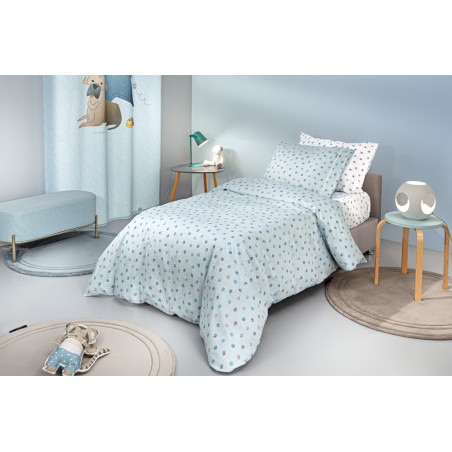 Σετ Παιδικά Σεντόνια Μονά με Λάστιχο 3 Τεμαχίων Guy Laroche Paw Ciel 100x200+28