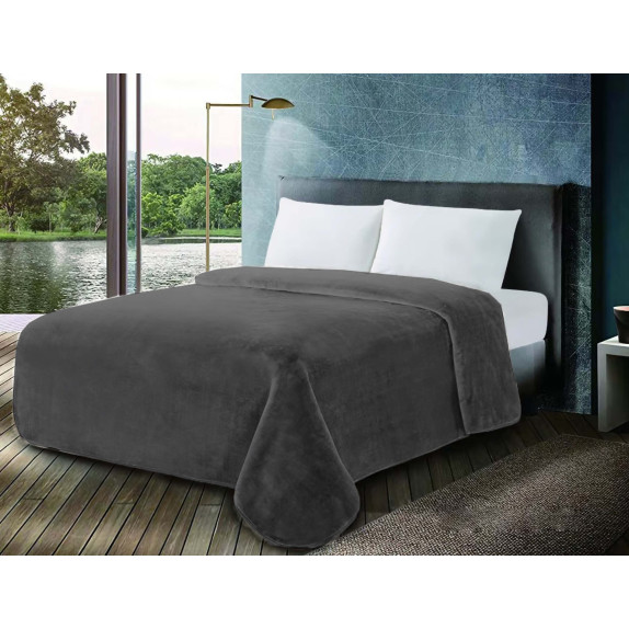 Κουβέρτα ΚΟΜΒΟΣ Βελουτέ 600gr Υπέρδιπλη 220x240 Chateua Grey