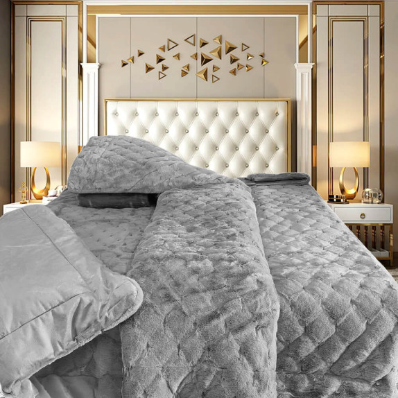 Κουβέρτα Γούνινη Υπέρδιπλη Morven Lyon 1910 Γκρι 220x240