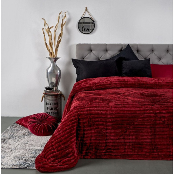 Κουβερτοπάπλωμα Υπέρδιπλο Sb Home Cortina Bordo 220x240