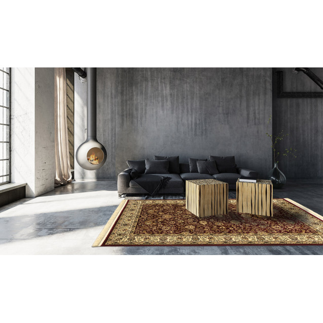 Χαλί New Plan Persia 1533 Burgundy Με Κροσσι...