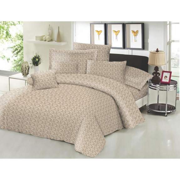 Σεντόνι ΚΟΜΒΟΣ Cotton Line NEW Printed Fern Beige Διπλό...