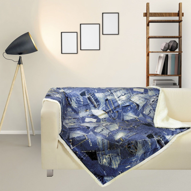 Κουβέρτα Fleece Καναπέ Das Home Print 370 Μπλε...